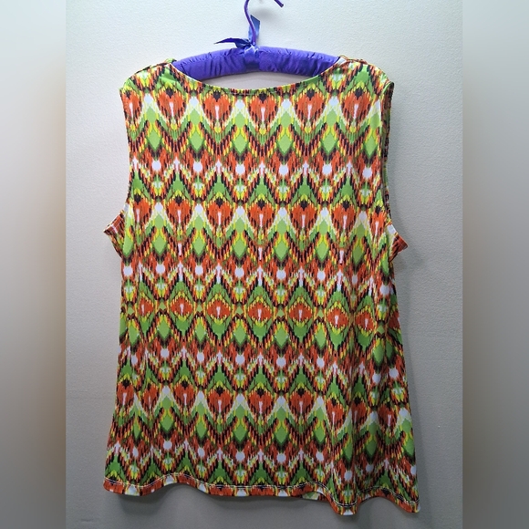 KASPER Women Light Stretch Comfy Poly Tank Top Cowl Neck Multicolor Geo Plus 1X - Picture 5 of 8